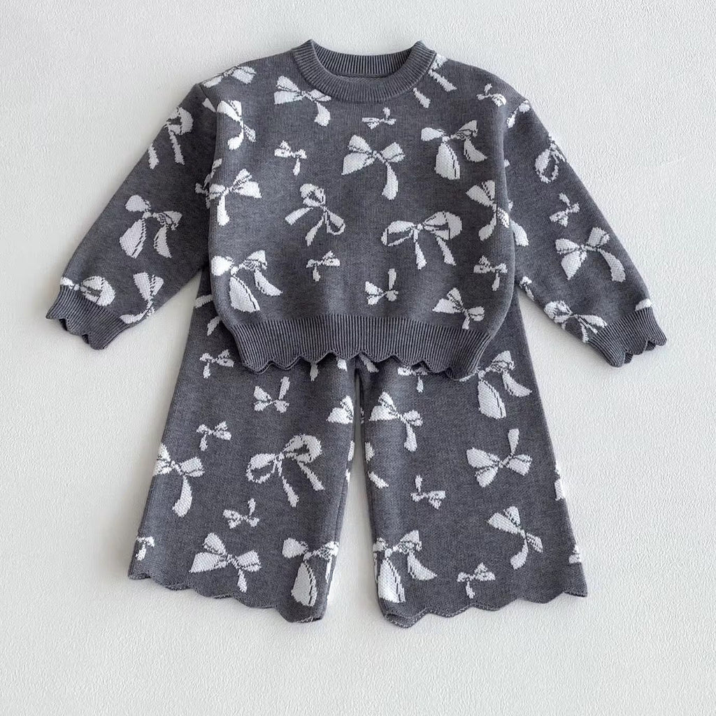 Knitted girls set – Grey