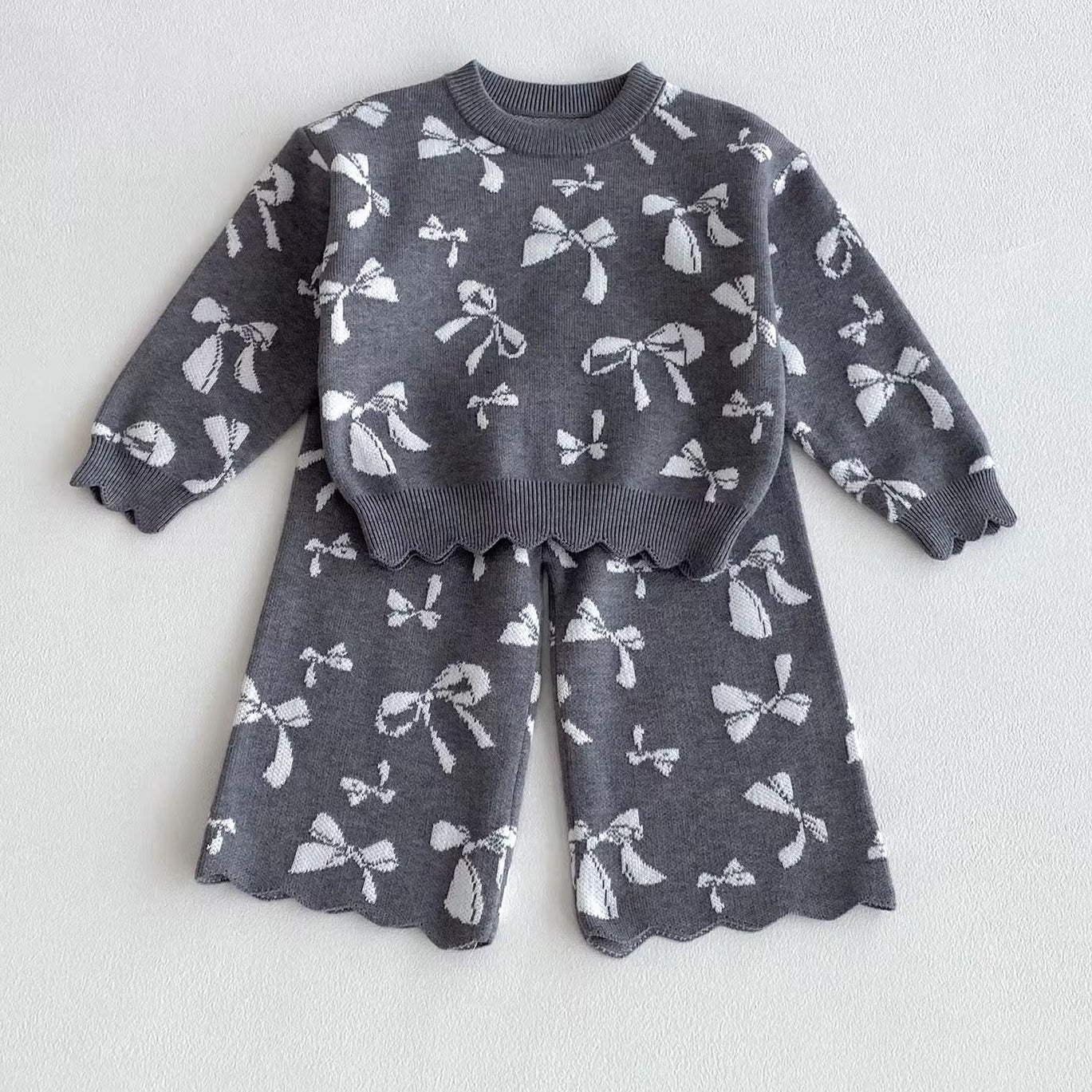 Knitted girls set – Grey