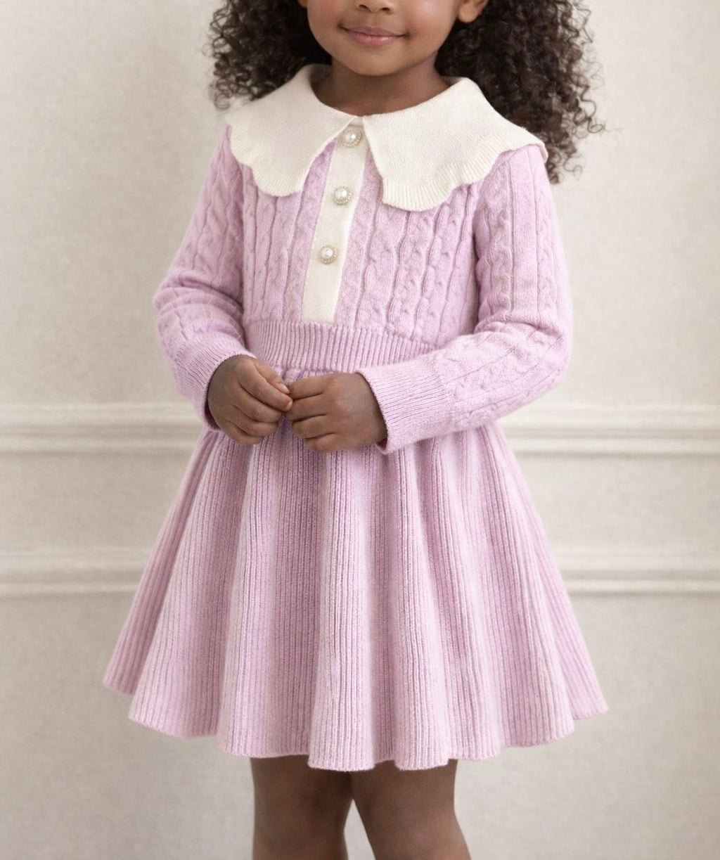 Knitted Collared Dress – Lilac Bloom