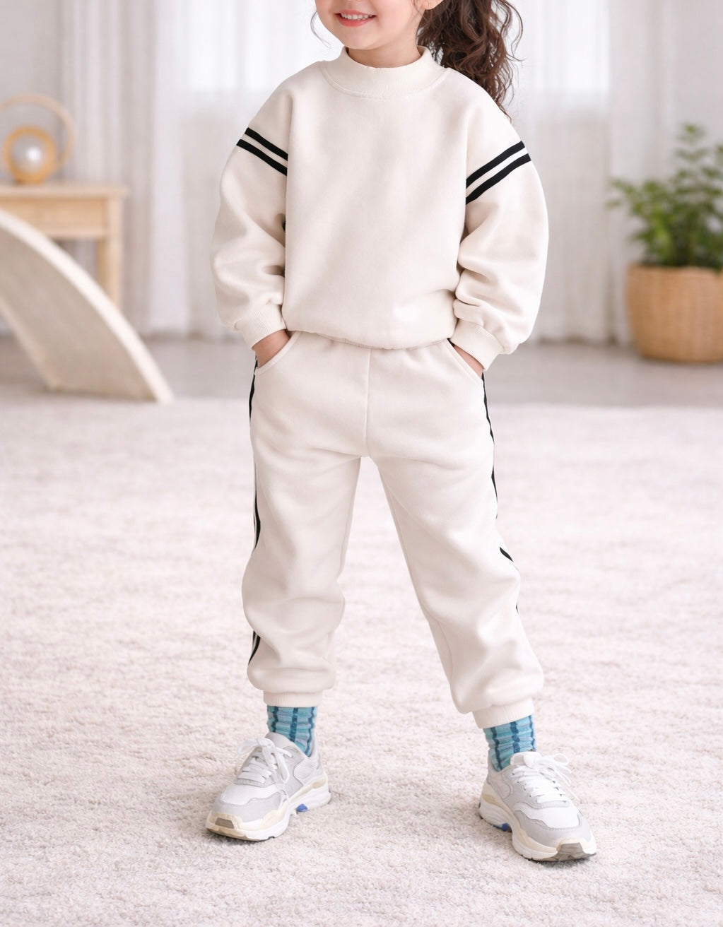 Tracksuit with contrast stripes - Beige