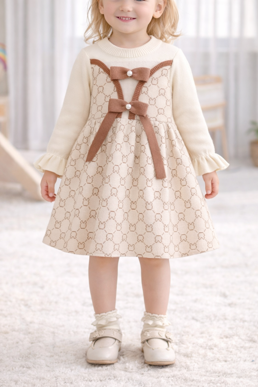 Knitted dress with bows