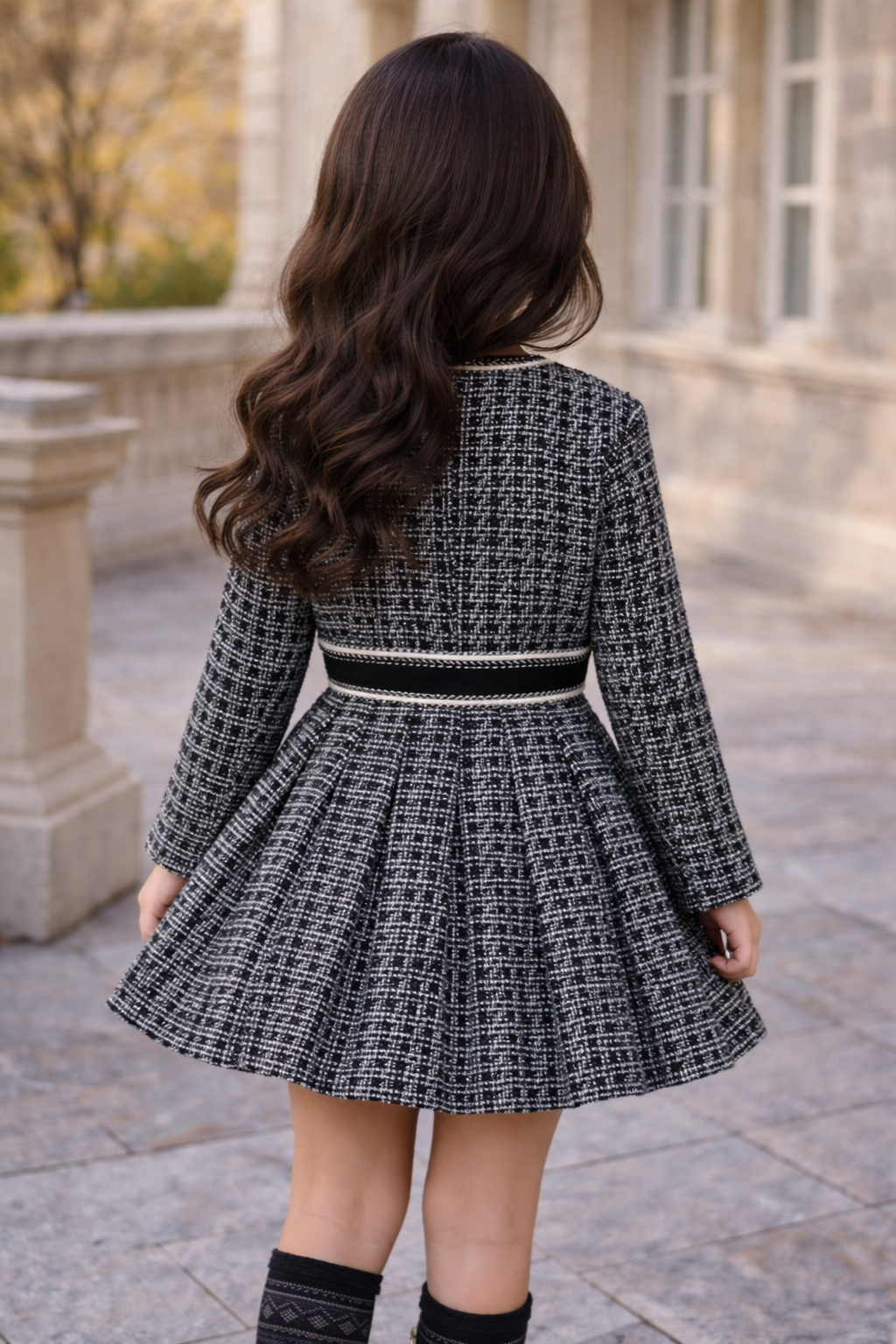 Elegant Tweed Dress with Attached Top
