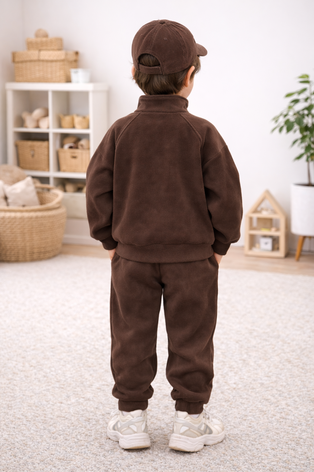 Soft Velour Tracksuit – Chocolate Brown (2-Piece)
