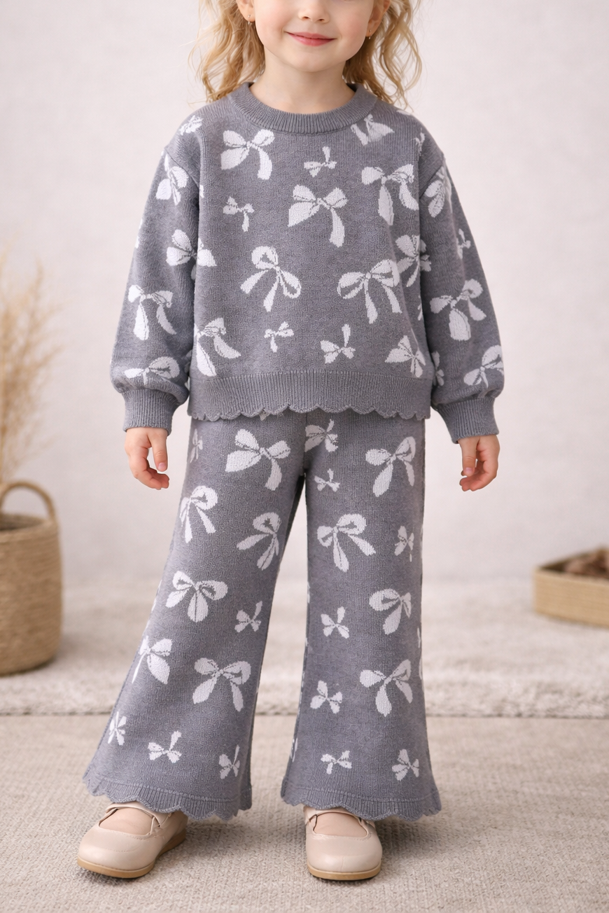 Knitted girls set – Grey