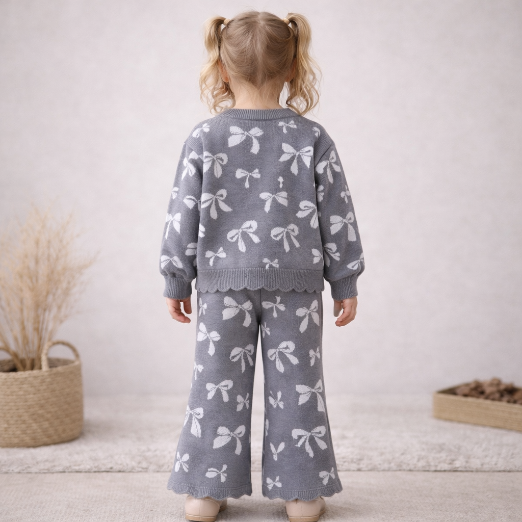 Knitted girls set – Grey