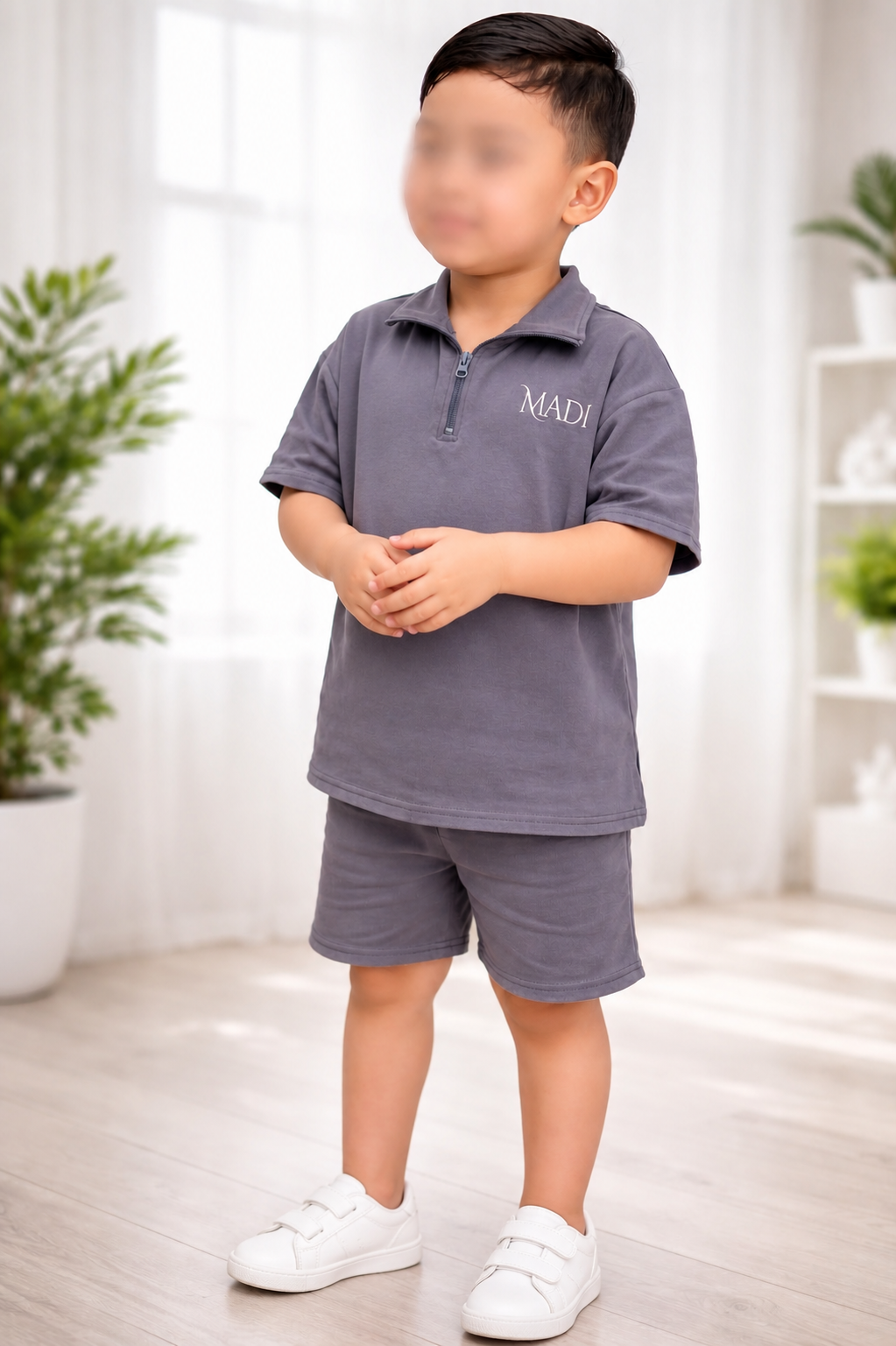 Premium Kids' Lounge Set with Zipper – Stylish & Comfortable
(Slate)