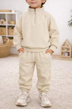 Ribbed Tracksuit Set For Boys - Beige