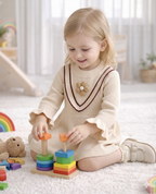Knitted Girls' Dress with Floral Accent