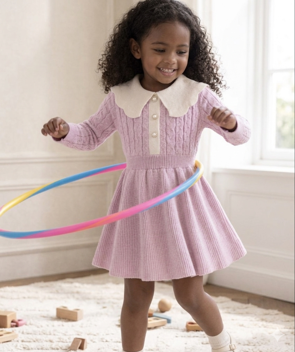 Knitted Collared Dress – Lilac Bloom